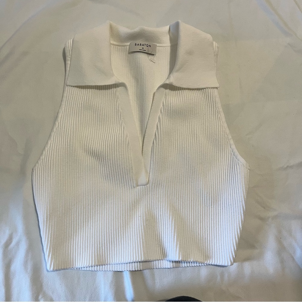 Babaton sculpt knit polo tank